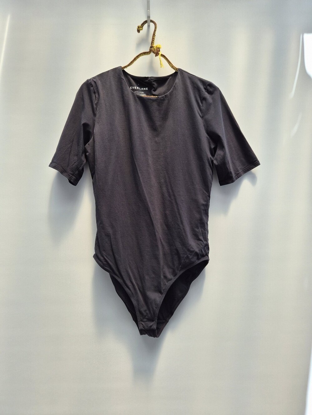 Everlane Supima Cotton Short Sleeve Bodysuit Black Large Clean Girl Minimalist